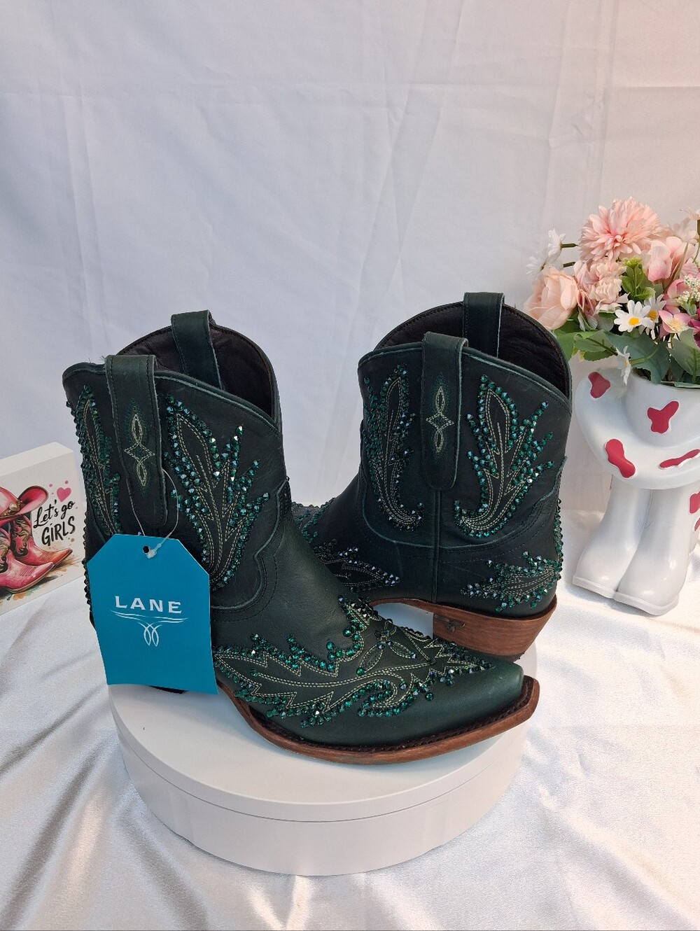LANE Lexington Cowgirl Boots W/SWAROVSKI Crystals 8.5